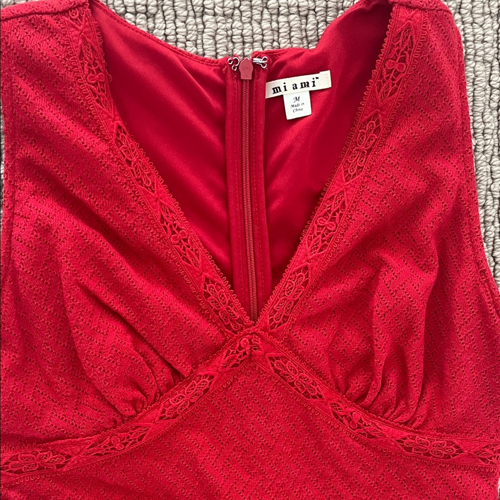 Red Ruffled mini Dress - Picture 2 of 7